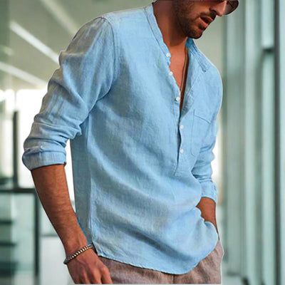 Elegantes Leinenhemd für Herren mit Brusttasche – Cecilio