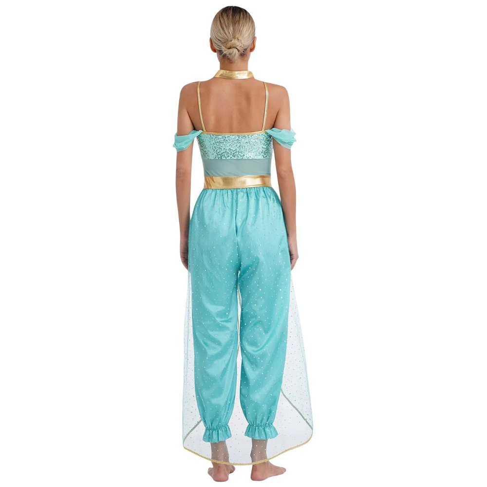 Damen Fantasy Halloween Jumpsuit | Schulterfrei im Harem-Stil