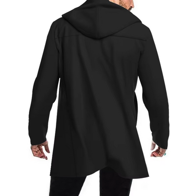 Edelman - Mantel Jacke Herren – Langer Hoodie-Mantel mit Doppelreiher-Knöpfen