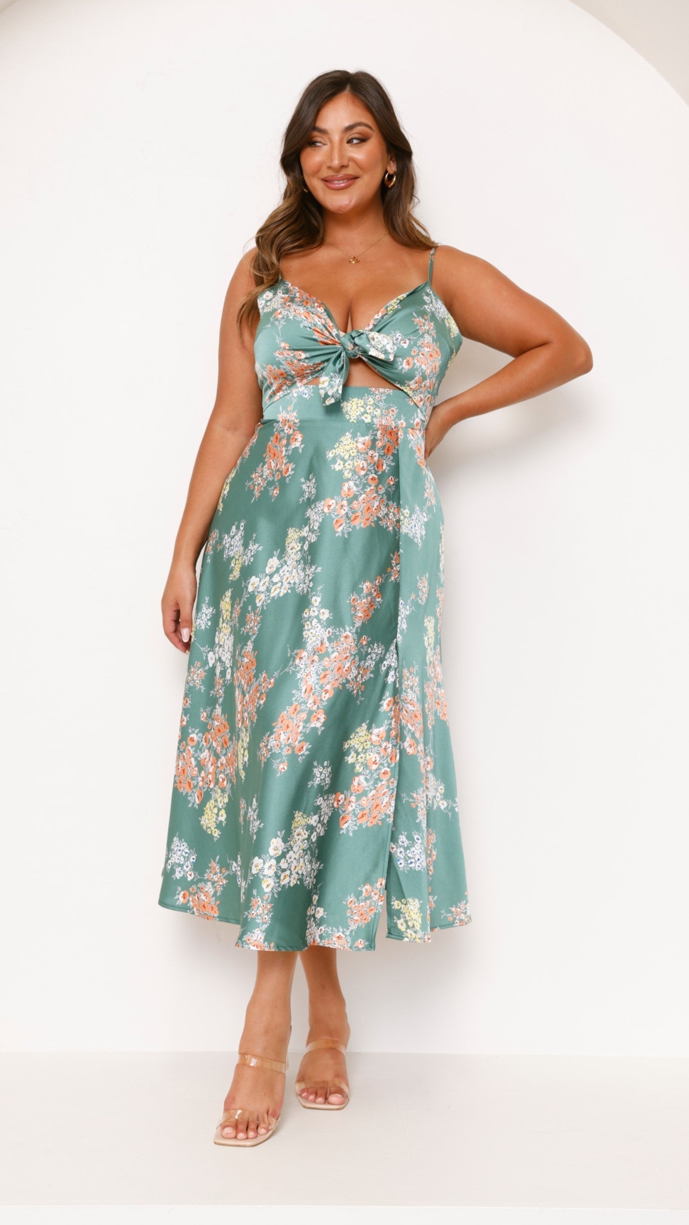 Titus | Dreamers Midi-Kleid - Grüne Blumen