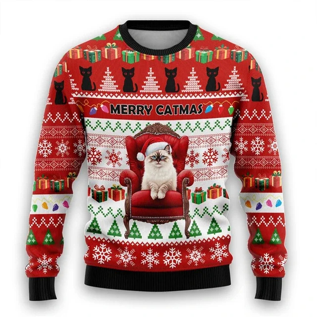 Festivy - Kreativer Weihnachtspullover – Perfekt für Katzenliebhaber & Feiertage