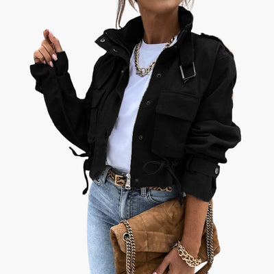 Cropped Übergangsjacke mit Taschen für Damen