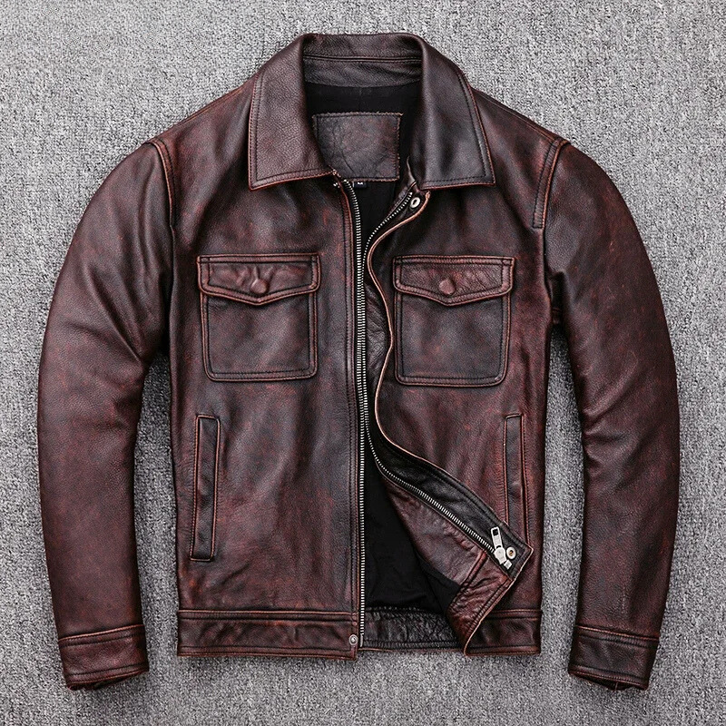 Zeltrov - Lederjacke Herren, Stilvolle Jacke aus Echtleder mit Stehkragen