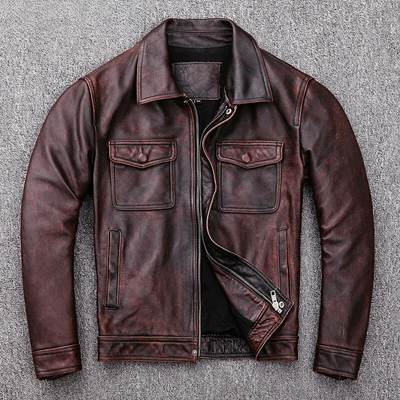 Zeltrov - Lederjacke Herren, Stilvolle Jacke aus Echtleder mit Stehkragen