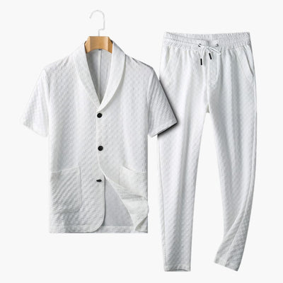 Herren Sommer Loungewear Set mit Knopfleiste und Jogginghose
