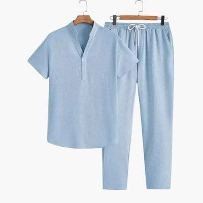 Herren Trainingsanzug mit V-Ausschnitt und Kordelzughose