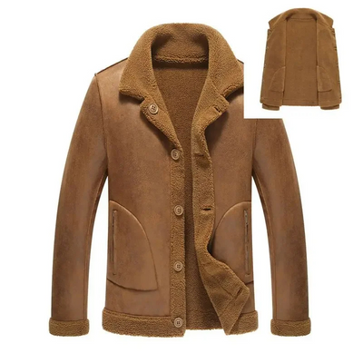 Thorvik - Lederjacke Herren, Stilvolle Jacke mit Fellkragen und Reißverschlusstaschen