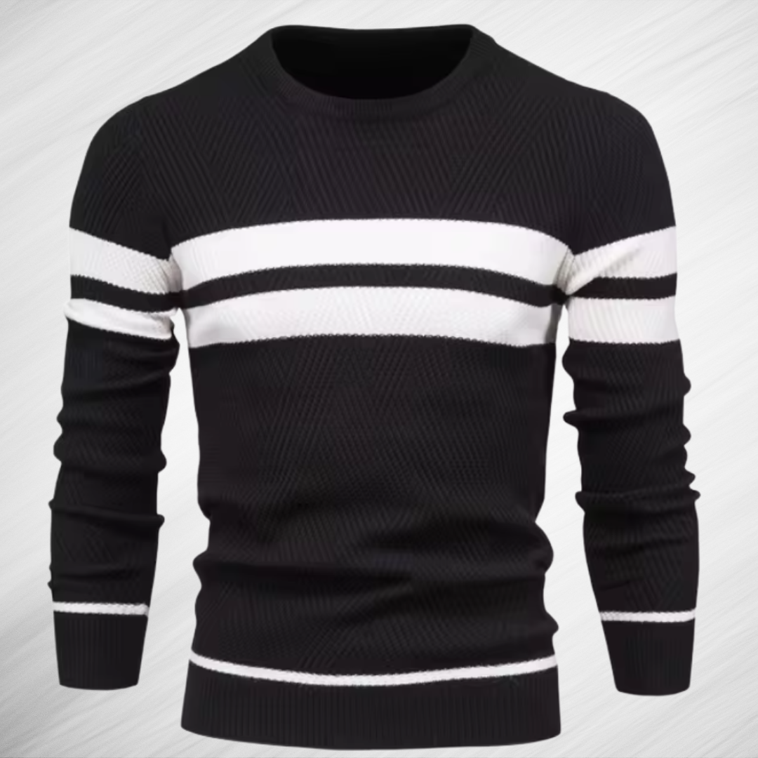 Eleganter Herren Streifenpullover Mit Zickzack-Muster – Atmungsaktiver Slim-Fit Klassiker