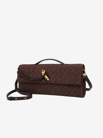 Cherry Luxe Woven Suede Clutch Mit Abnehmbarem Schultergurt – Eleganter Vegan-Leder Handtasche