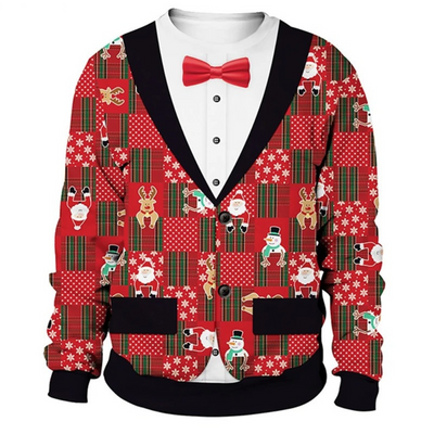 Frohmix - Festlicher Weihnachtspullover mit Anzug-Design – Perfekt für Partys
