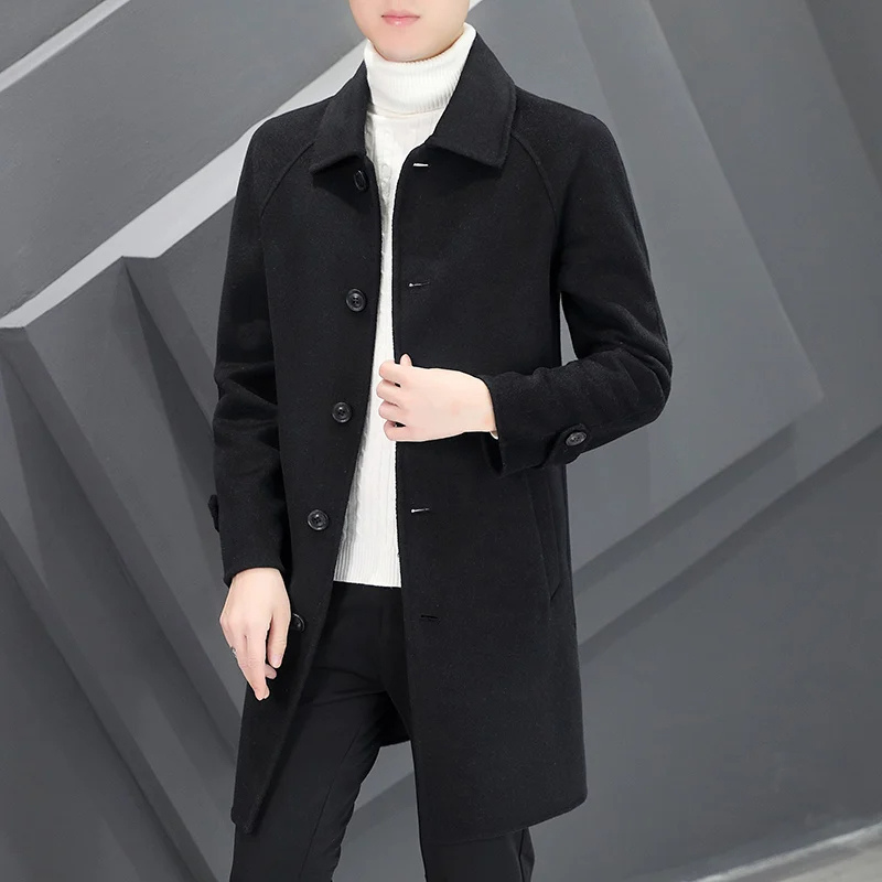 Kaltdon - Langer Mantel Herren Klassischer Wintermantel Mit Knöpfen und Taschen