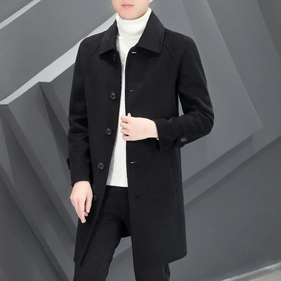 Kaltdon - Langer Mantel Herren Klassischer Wintermantel Mit Knöpfen und Taschen