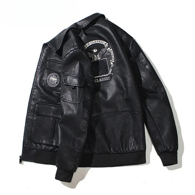 Zendolt - Lederjacke Herren mit Stehkragen, Klassische Bikerjacke aus Echtleder