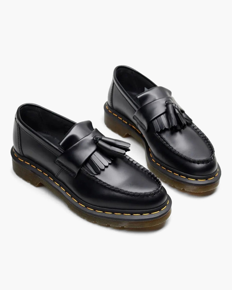 Olivia | Retro-Stil Schwarze Loafer aus Leder mit Fransen