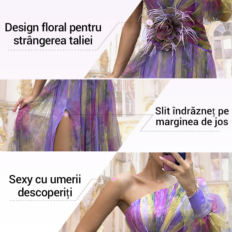💜【Slimming Wizard】Rochie mirage cu blocuri de culori✨