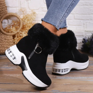 Wintica - Damen Winterstiefel mit Keilabsatz, Fellkragen und Reißverschluss