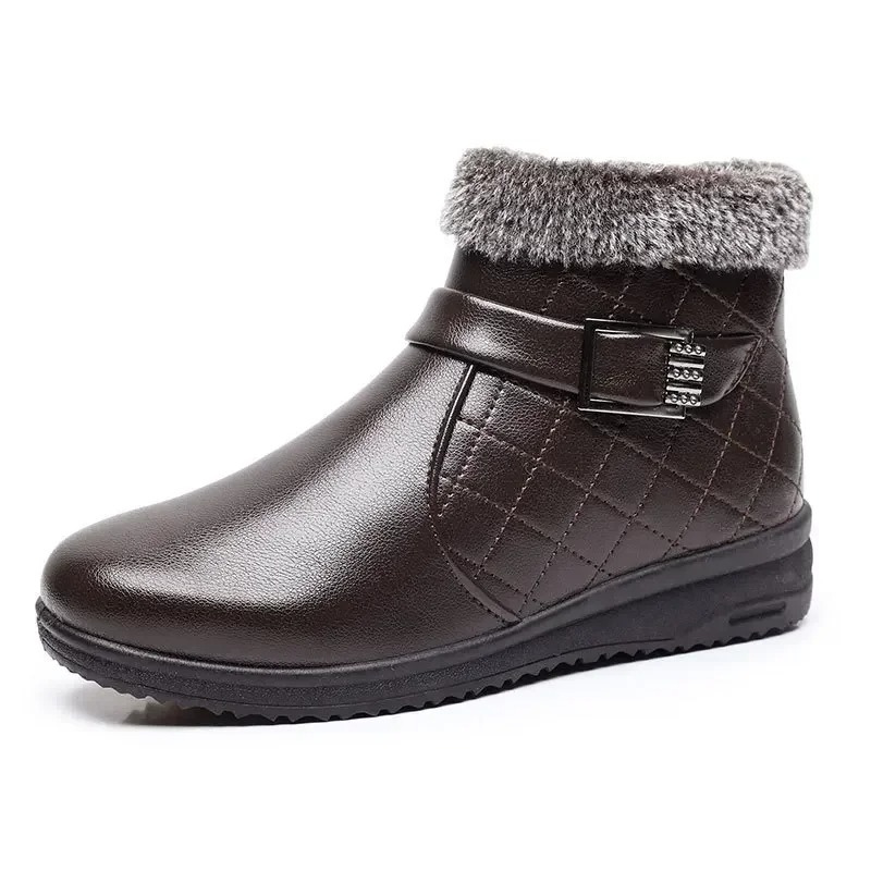 Solexia - Damen Winterstiefel mit Fellkragen und rutschfester Sohle
