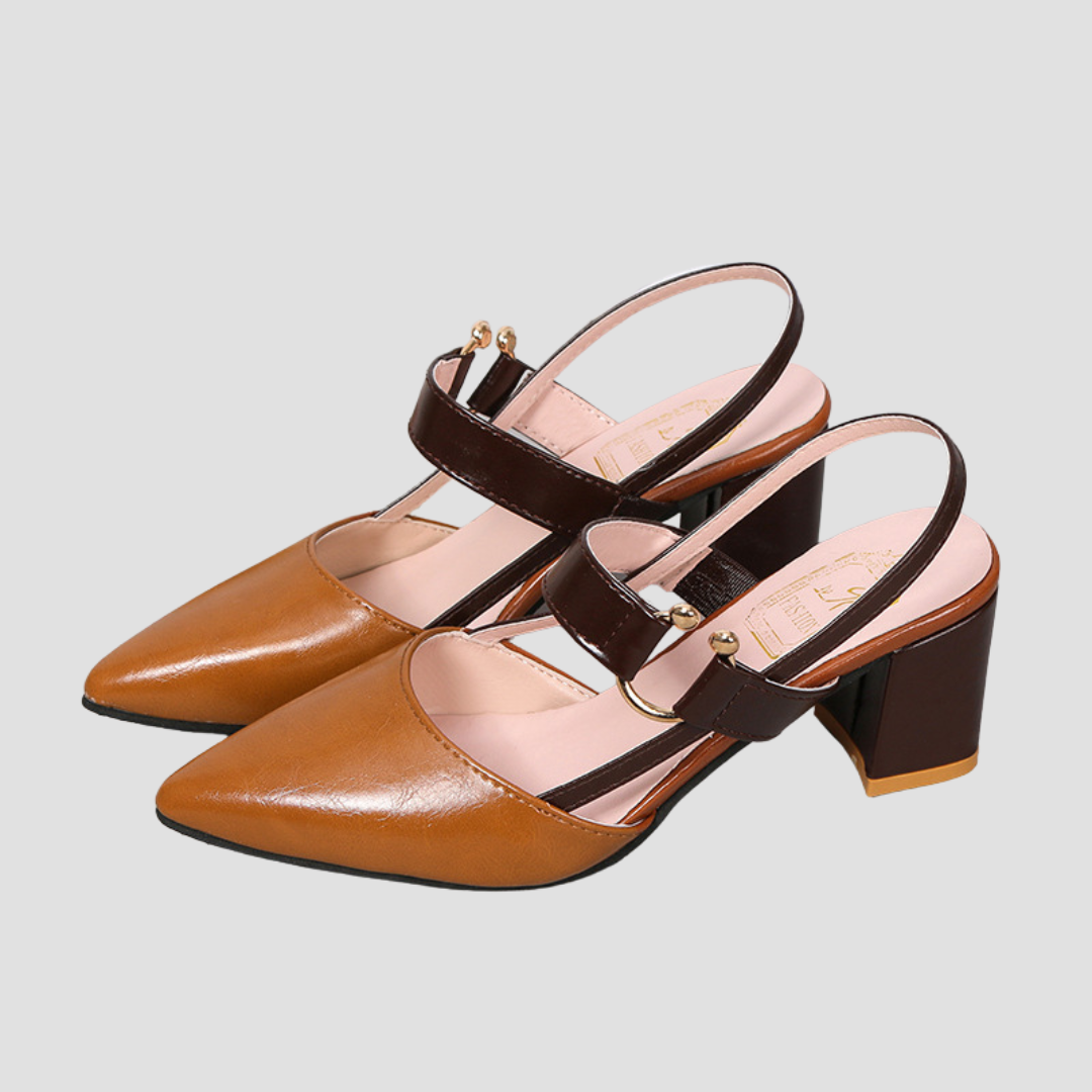 Elegante Isabel Sandalen Mit Blockabsatz & Goldenen Akzenten – Stilvolles Bicolor-Design