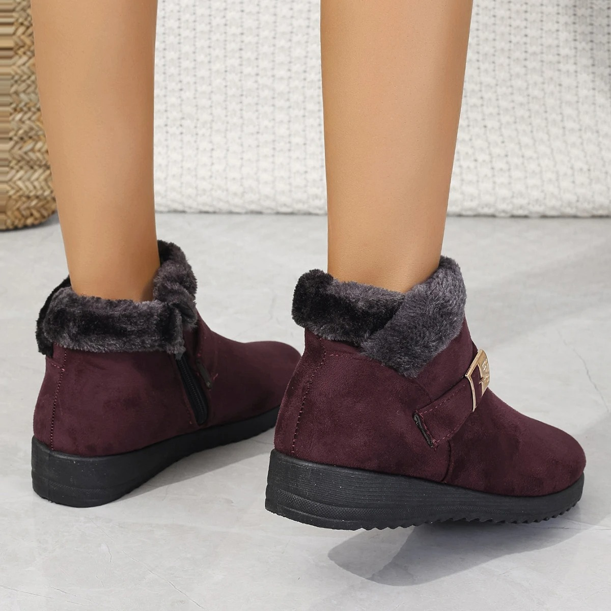 Warmess - Damen Winterstiefel mit Fellkragen und praktischem Reißverschluss