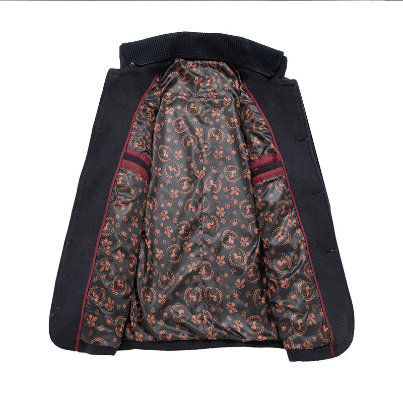 Nordher - Langer Mantel Herren Eleganter Wollmantel Mit Fleece-Innenfutter