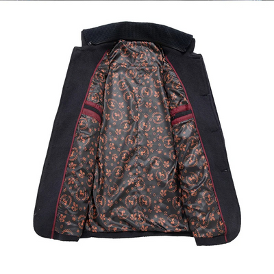 Nordher - Langer Mantel Herren Eleganter Wollmantel Mit Fleece-Innenfutter