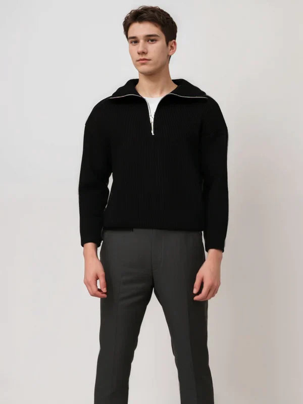 Elio | Gestreifter Pullover mit Reißverschluss für Herren