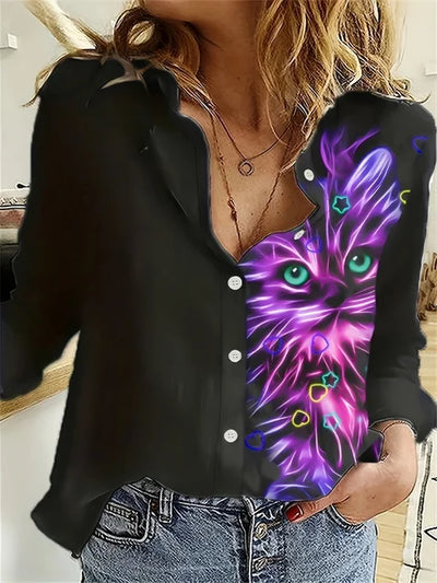 Vintage-Langarmbluse mit Print |  Emma