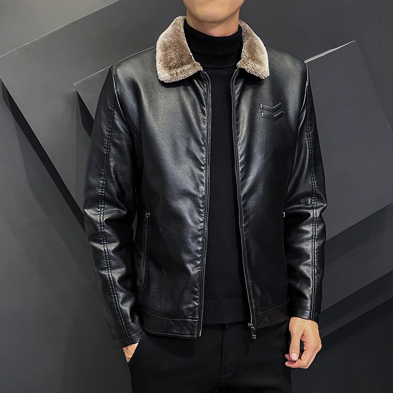 Trenlon - Lederjacke Herren mit abnehmbarer Kapuze, Bikerjacke aus Echtleder