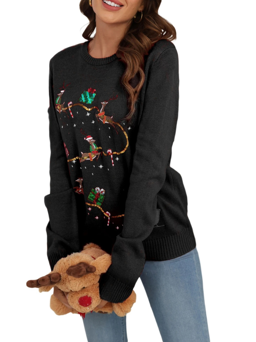 Winterl - Weihnachtspullover mit Rentier-Motiv, Damen Strickpullover