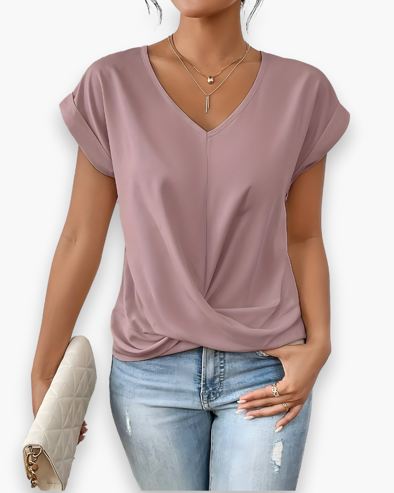 Damen Elegantes Twist Front Top | V-Ausschnitt