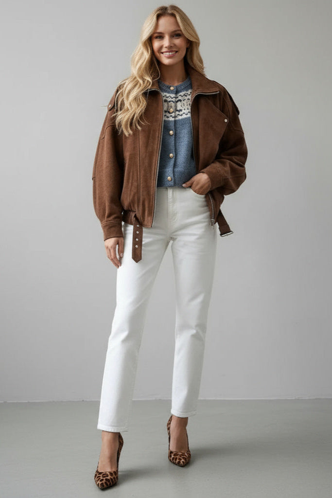 Carla | Braune Oversize-Jacke aus Wildleder für Damen