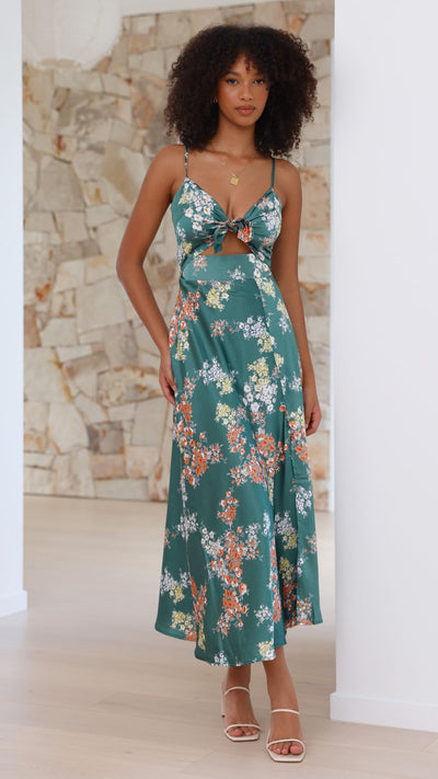 Titus | Dreamers Midi-Kleid - Grüne Blumen