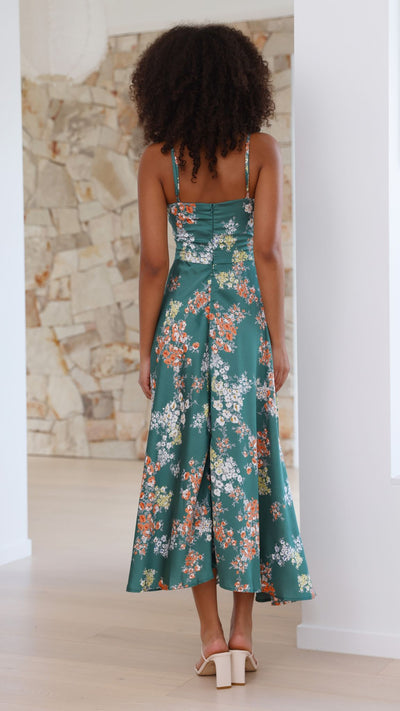 Titus | Dreamers Midi-Kleid - Grüne Blumen