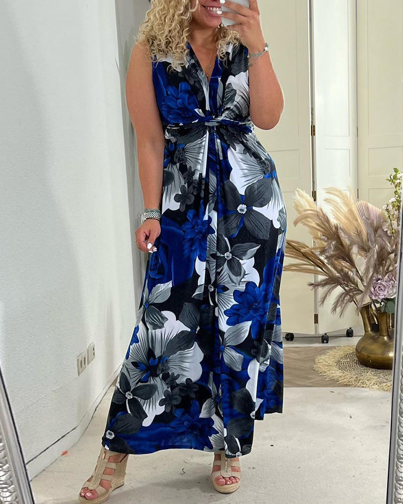 Svea | Ärmelloses Plisseekleid mit Blumenprint