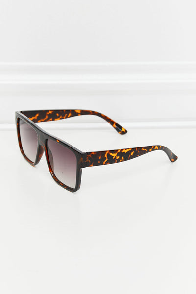 Schildpatt-Vollrand-Sonnenbrille mit eckigem Design