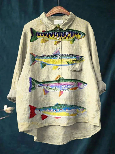 Darcy™ – Künstlerisches Shirt mit Fisch-Print