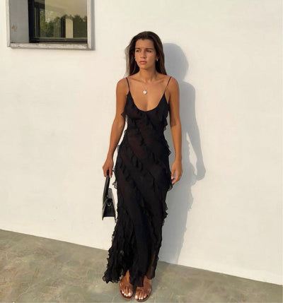 Aliza Ruffled Maxi Dress | Elegante, Bequeme und Zeitlose Maxi-Kleid für Vielseitige Anlässe