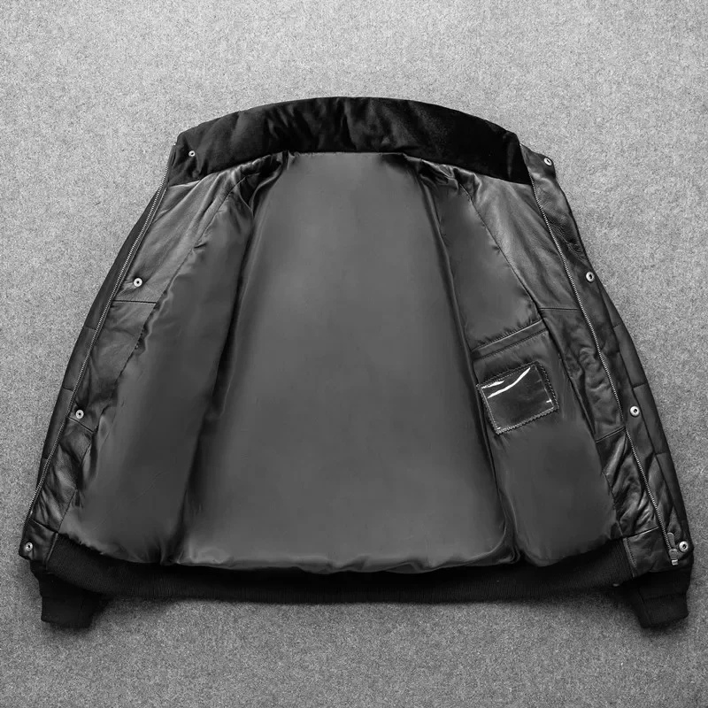 Bravden - Lederjacke Herren mit Stehkragen, Warm gefütterte Winterjacke