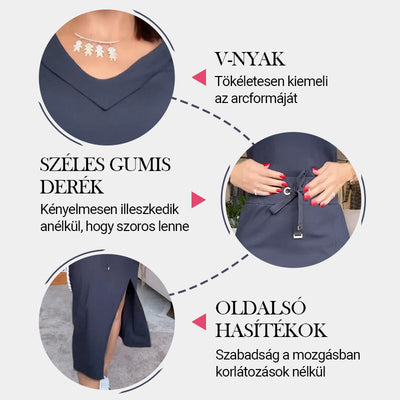 Sam | Damen V-Ausschnitt T-Shirt und Midirock-Set👗