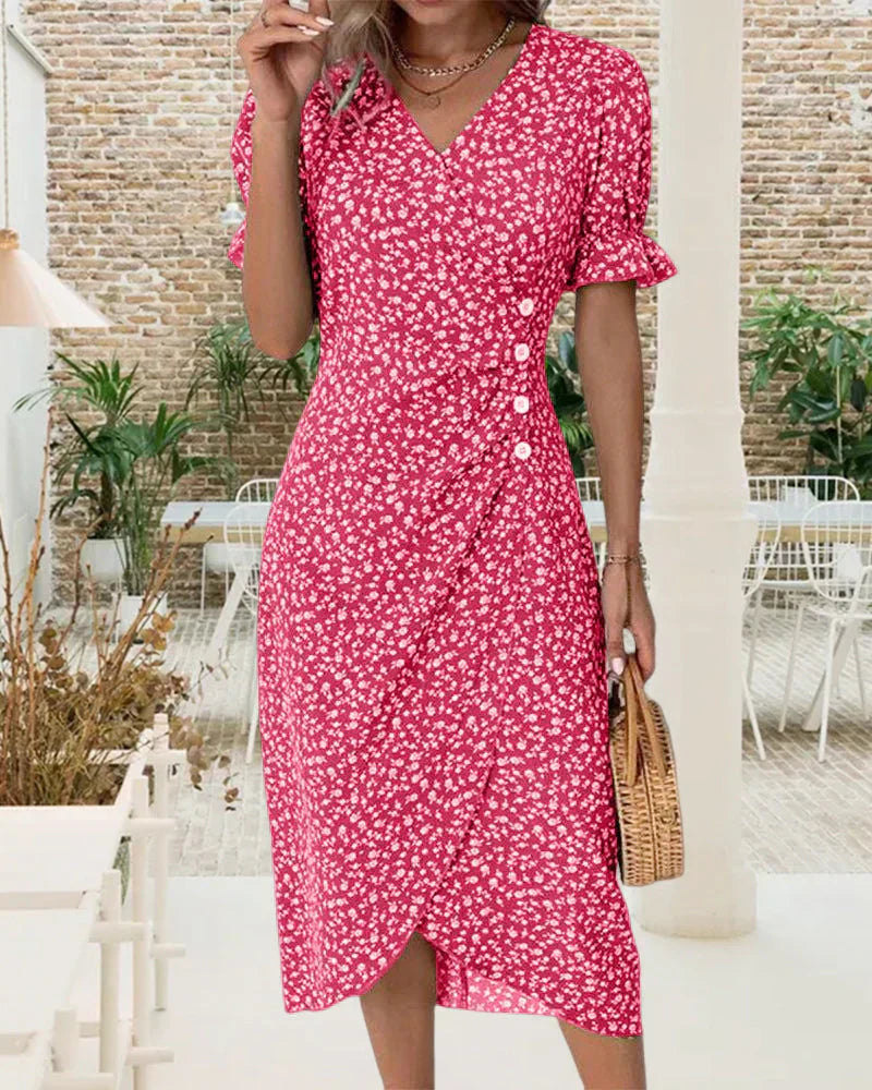 Ivy | Kurzärmeliges Kleid mit Blumenmuster