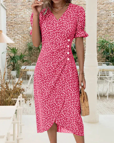 Ivy | Kurzärmeliges Kleid mit Blumenmuster