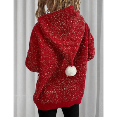 Kusluxx - Glitzernder Weihnachtspullover mit 3D-Weihnachtsbaum-Motiv