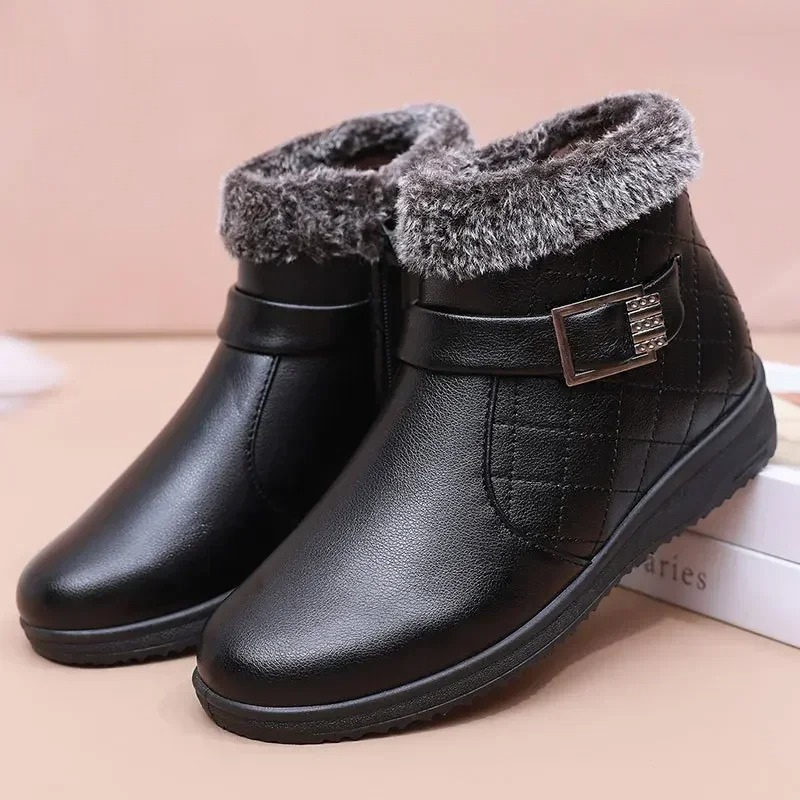 Solexia - Damen Winterstiefel mit Fellkragen und rutschfester Sohle
