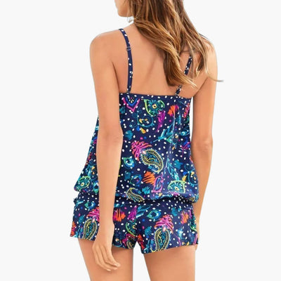 Damen-Zweiteiler für den Sommer mit Kordelzug-Shorts