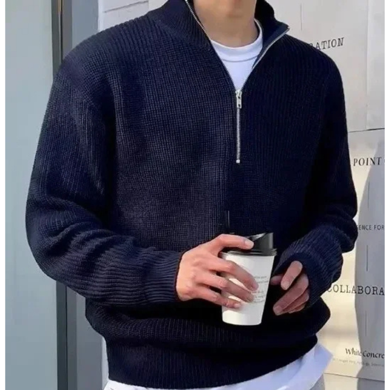 Pullzip - Lässiger Pullover mit Reißverschluss Herren – Atmungsaktiv & Modern