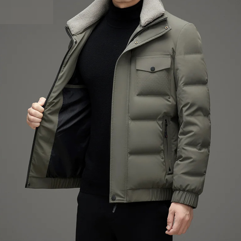 Sturmdk - Daunenjacke Herren Warm Gefüttert Winterjacke Mit Kapuze und Taschen