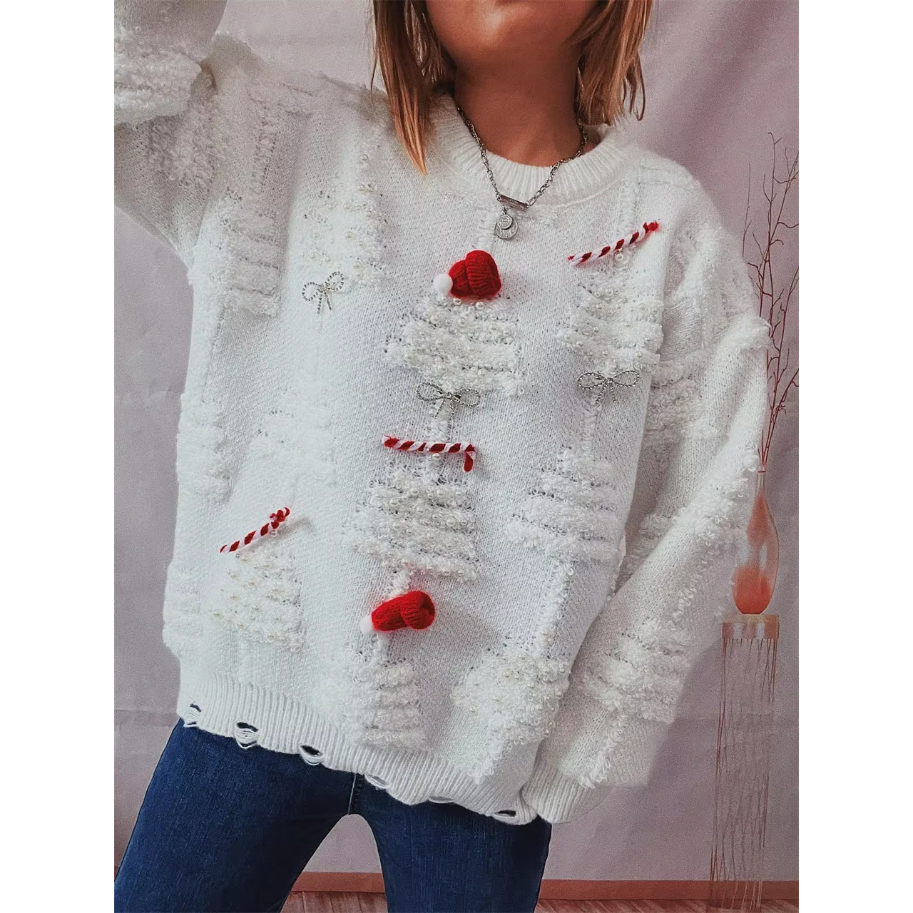 Leuchten - Weihnachtspullover – Strickdesign, Langarm, Weihnachtlicher Stil