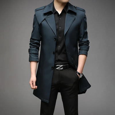 Winterx - Langer Mantel Herren Winterjacke Mit Knöpfen und Fleece-Innenfutter