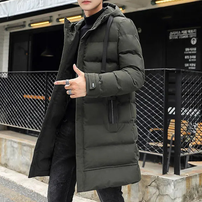 Zinntal - Langer Wintermantel Herren Warm Gefüttert Mit Kapuze Winddicht