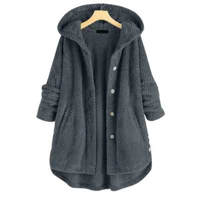 Kuschelige Damen-Fleecejacke mit Kapuze – Ideal für Herbst und Winter